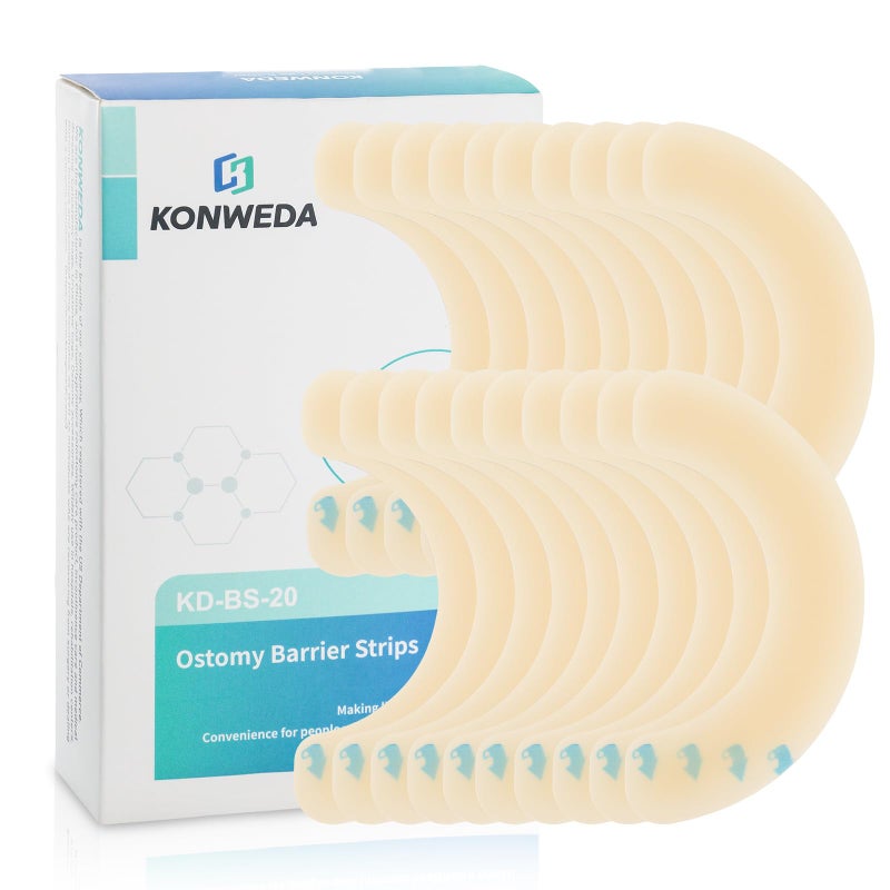 20 Pcs Elastic Colostomy Barrier Strips Medical Grade Hydrocolloid Waterproof Leak Skin Adhesive Ostomy Barrier Tape for Ostomy Supplies Pack of 20